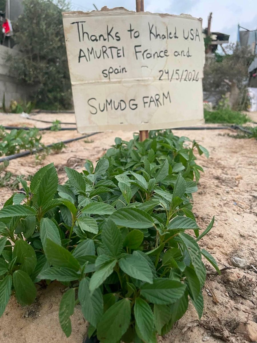 Sumud Farm — thank you sign from the community